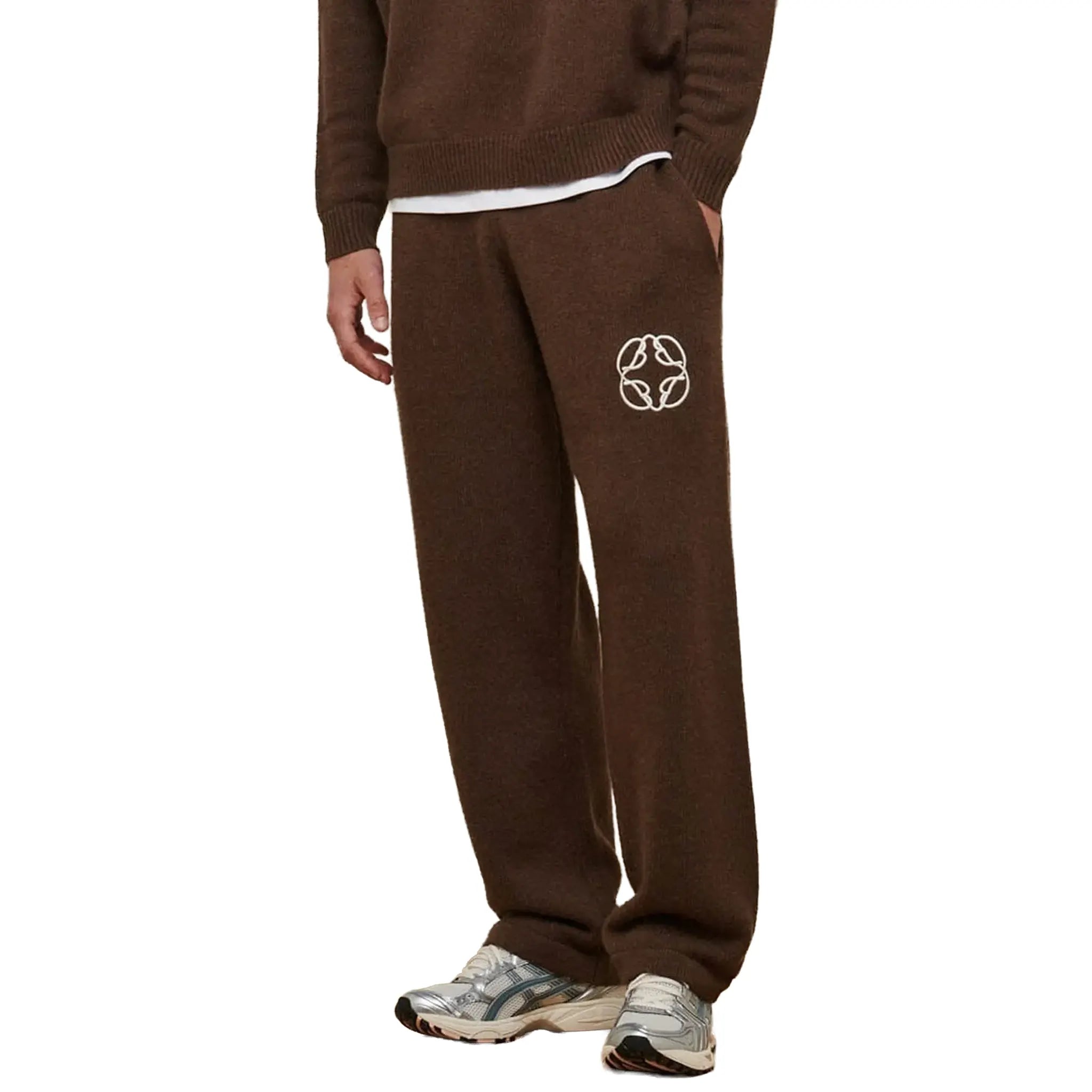 Front View of Belier Mohair Knit Brown Sweatpants